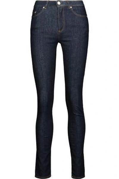Shop Acne Studios Woman Pin Mid-rise Skinny Jeans Dark Denim