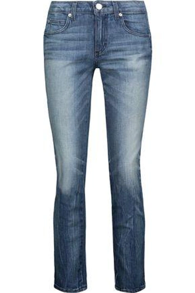 Shop Amo Woman Kate Mid-rise Cropped Straight-leg Jeans Mid Denim