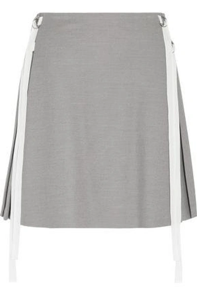 Shop Adeam Woman Pleated Stretch-crepe Mini Skirt Gray