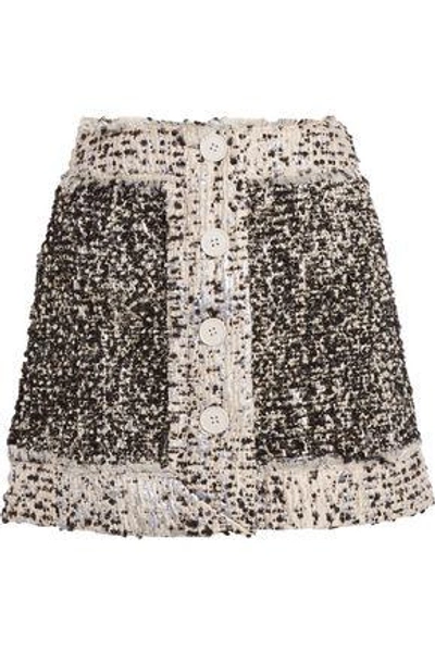 Shop Christopher Kane Woman Metallic Bouclé-tweed Mini Skirt Black