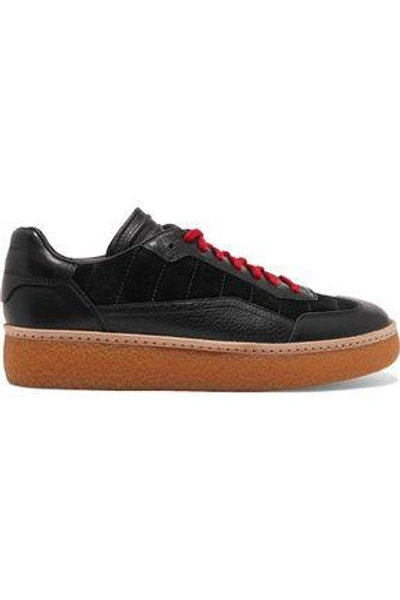 Shop Alexander Wang Woman Eden Paneled Leather And Suede Sneakers Black