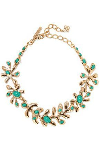 Shop Oscar De La Renta Woman Sea Tangle Gold-plated Resin Necklace Gold