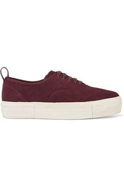 Shop Eytys Woman Mother Suede Platform Sneakers Burgundy