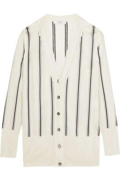 Shop Lanvin Woman Striped Knitted Cardigan Ivory