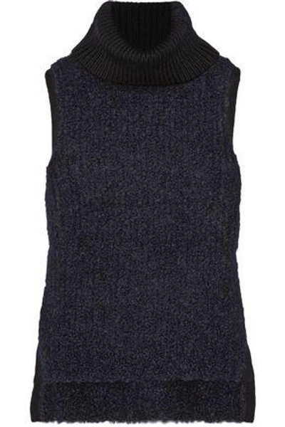 Shop Rag & Bone Woman Adele Ribbed Wool-blend Turtleneck Sweater Midnight Blue
