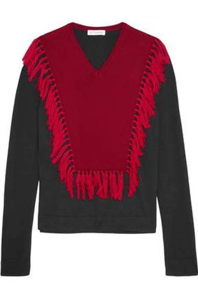 Shop Altuzarra Woman Ming Fringed Wool Sweater Black