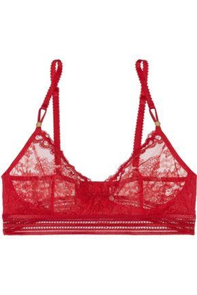 Shop Stella Mccartney Woman Poppy Playing Corded Lace Soft-cup Bra Claret