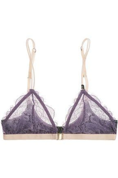 Shop Love Stories Woman Hazel Stretch-lace And Stretch-jersey Soft-cup Triangle Bra Lavender