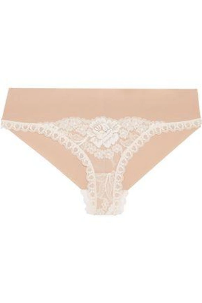 Shop Stella Mccartney Woman Bella Admiring Lace-paneled Stretch-jersey Briefs Antique Rose