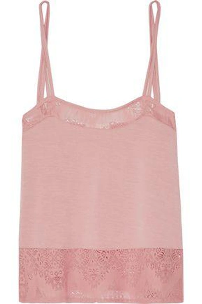 Shop Skin Woman Lace-trimmed Stretch-jersey Camisole Antique Rose