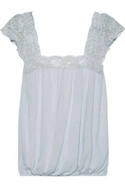 Shop Eberjey Woman Golden Girl Lace-trimmed Jersey Camisole Sky Blue