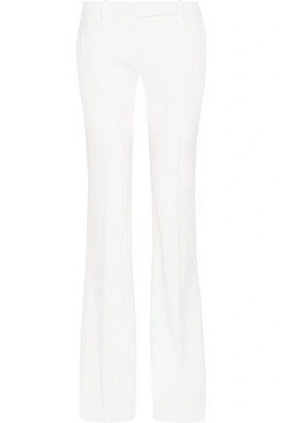 Shop Alexander Mcqueen Grain De Poudre Wool Flared Pants In White