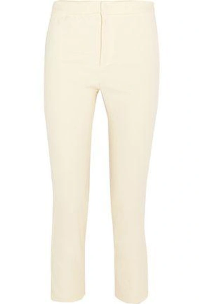 Shop Isabel Marant Woman Lindy Cropped Stretch Linen-blend Skinny Pants Ecru