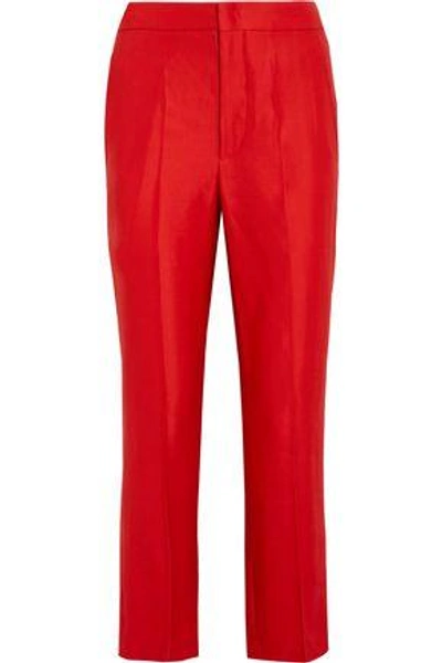 Shop Isabel Marant Woman Satin-crepe Staight-leg Pants Red