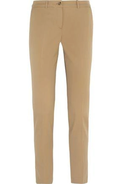 Shop Michael Kors Woman Samantha Stretch-wool Gabardine Slim-leg Pants Beige