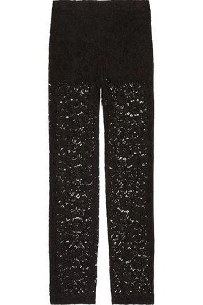 Shop Givenchy Cotton-blend Corded Lace Straight-leg Pants In Black