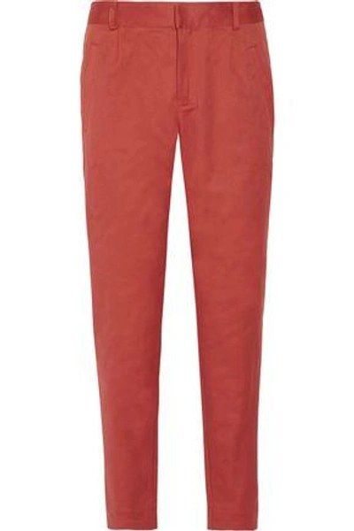 Shop Apc Woman Cotton-blend Canvas Tapered Pants Orange