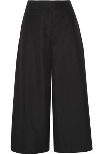Shop Valentino Silk-shantung Culottes In Black