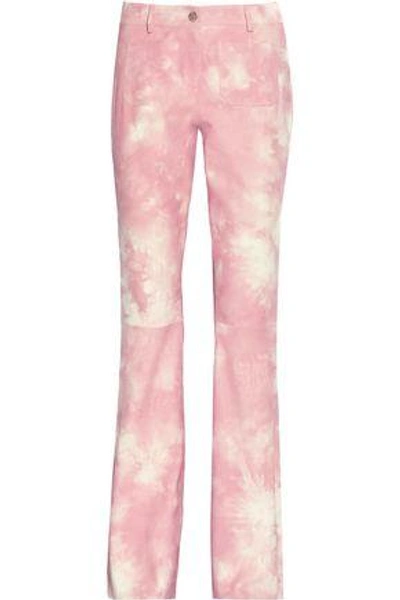 Shop Michael Kors Printed Suede Flared Pants In Baby Pink