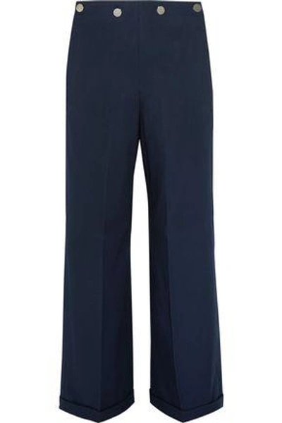 Shop Jil Sander Woman Cotton Wide-leg Pants Navy
