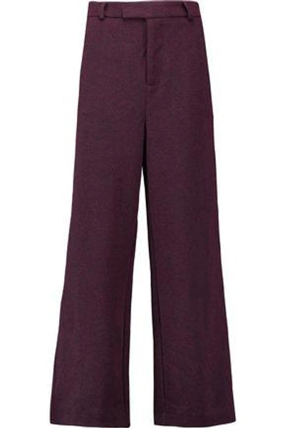 Shop Ganni Jacquard Wide-leg Pants In Burgundy