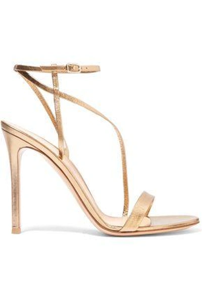 Shop Gianvito Rossi Woman Metallic Leather Sandals Gold