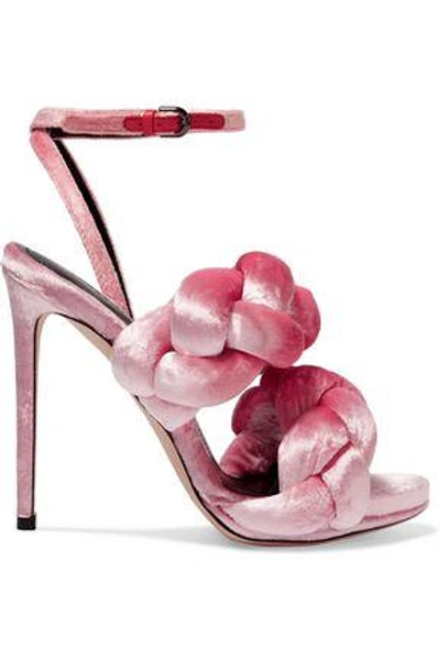 Shop Marco De Vincenzo Woman Braided Velvet Sandals Pink