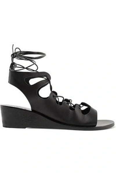 Shop Ancient Greek Sandals Woman Antigone Lace-up Leather Wedge Sandals Black