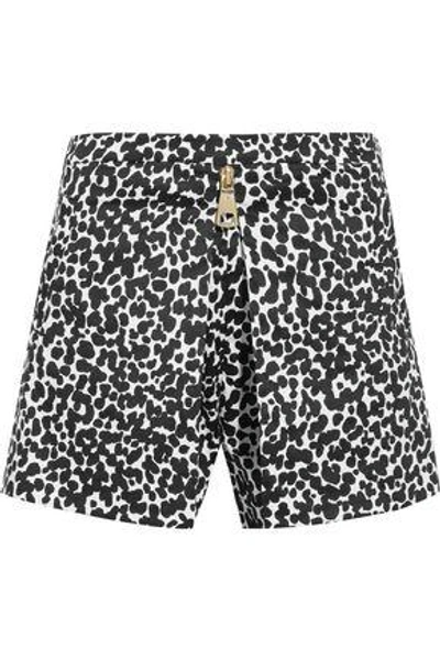 Shop Boutique Moschino Woman Leopard-print Cotton-blend Poplin Shorts Black