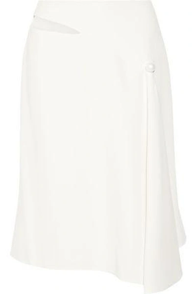Shop Mugler Woman Cutout Asymmetric Crepe Skirt White