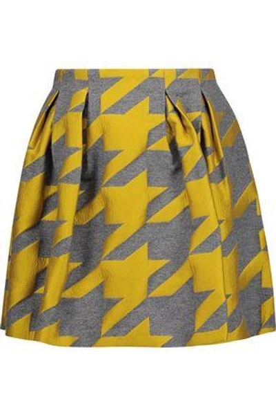 Shop Alice And Olivia Woman Connor Houndstooth Wool-blend Jacquard Mini Skirt Anthracite