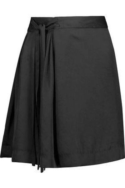 Shop Isabel Marant Étoile Woman Hudson Tie-front Satin-crepe Mini Skirt Charcoal