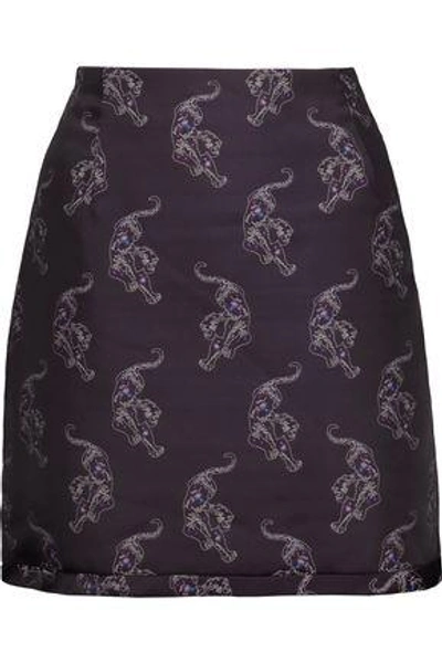 Shop Sandro Jacquard Mini Skirt In Dark Purple