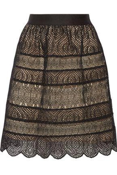 Shop Zimmermann Woman Bell Flared Paneled Crochet And Broderie Anglaise Organza Mini Skirt Black