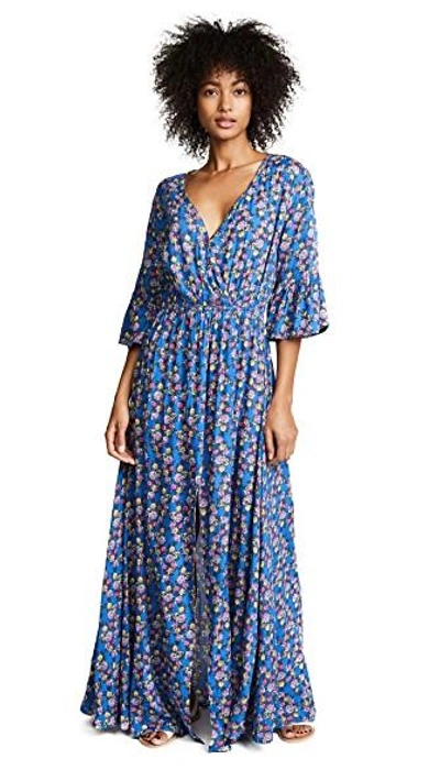 Shop Tiare Hawaii Surry Maxi Dress In Lei Bright Blue