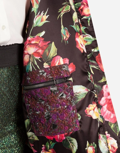 Shop Dolce & Gabbana Printed Velvet Bomber Jacket In Black