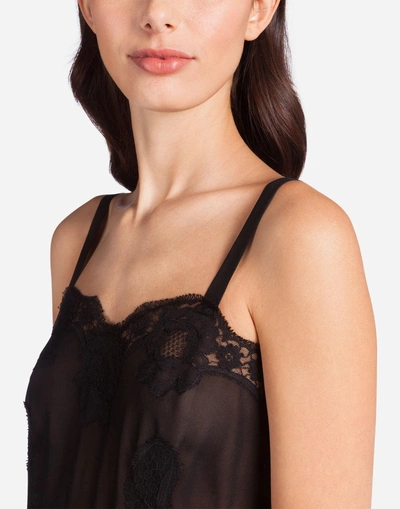 Shop Dolce & Gabbana Silk Lingerie Dress With Embroidery In Black