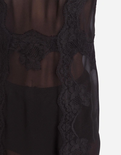 Shop Dolce & Gabbana Silk Lingerie Dress With Embroidery In Black