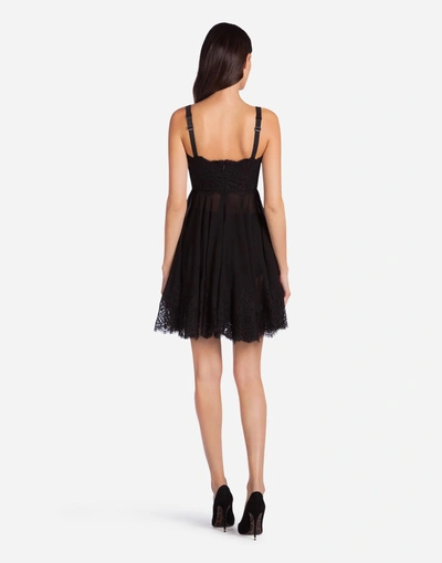 Shop Dolce & Gabbana Silk Lingerie Dress With Lace Detail In Black