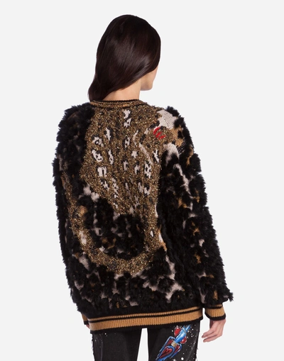 Shop Dolce & Gabbana Wool Sweater With Lapin Details In Multicolor