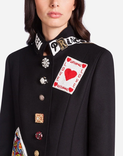 Shop Dolce & Gabbana Wool Jacket With Patch In Black