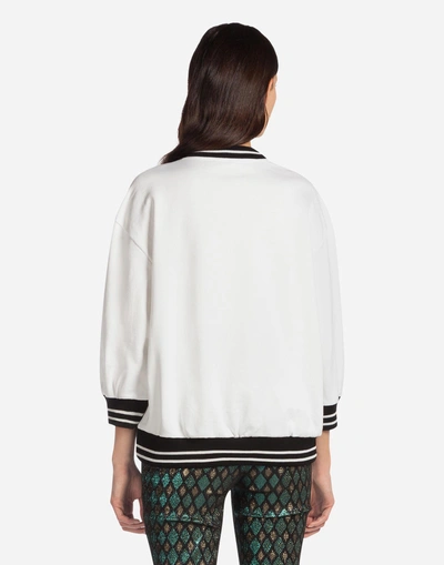 Shop Dolce & Gabbana Cotton Sweatshirt With Patch In White