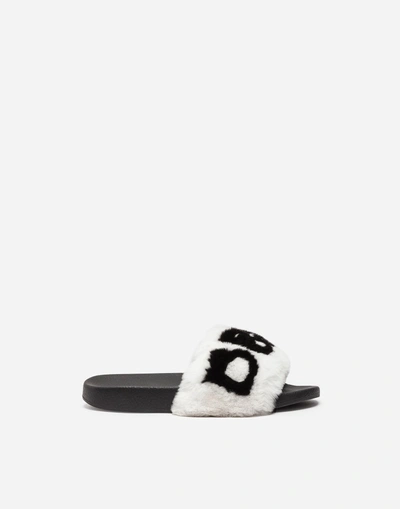 Shop Dolce & Gabbana Sandals With Lapin Detail In White