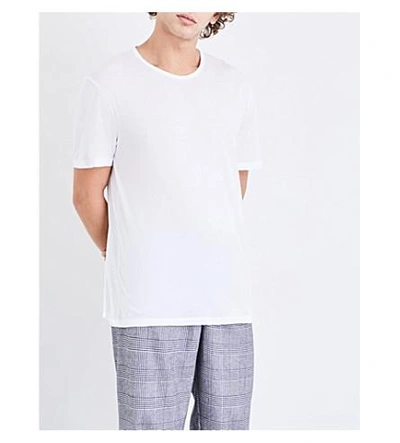 Shop Derek Rose Riley Cotton-jersey Pyjama Top In White