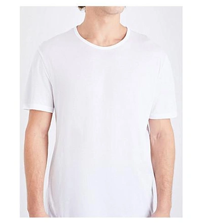 Shop Derek Rose Riley Cotton-jersey Pyjama Top In White