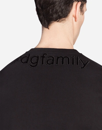 Shop Dolce & Gabbana Cotton Sweatshirt With Patches Of The Designers In Black