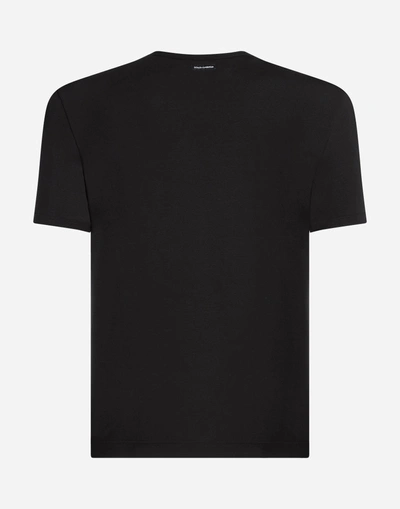 Shop Dolce & Gabbana Round Neck Cotton T-shirt In Black
