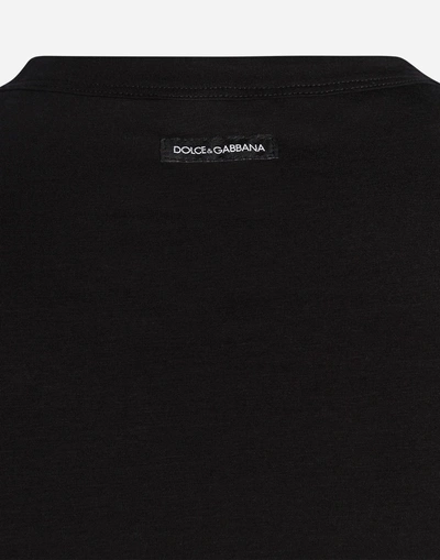 Shop Dolce & Gabbana Round Neck Cotton T-shirt In Black