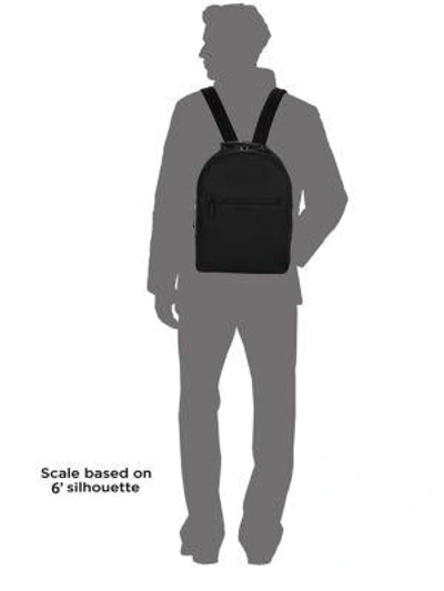 Shop Ferragamo Muflone Metallic Leather Backpack In Black