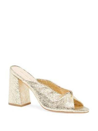 Shop Loeffler Randall Laurel Crossover Leather Heeled Mules In Champagne